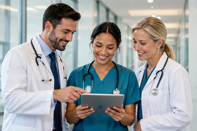 Illustrative team of healthcare professionals collaborating